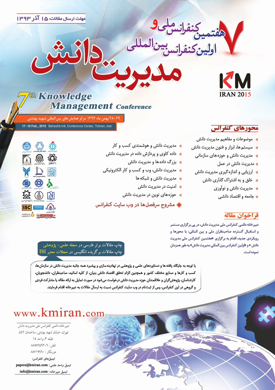 پوستر هفتمین کنفرانس ملی و اولین کنفرانس بین المللی مدیریت دانش