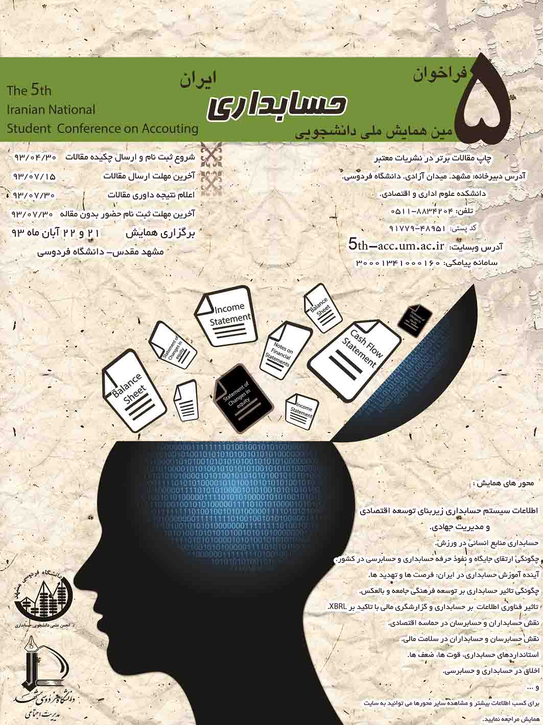 پوستر پنجمین همایش ملی دانشجویی حسابداری ایران