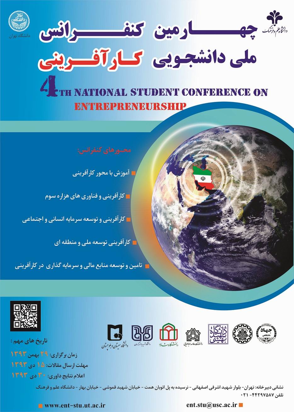 پوستر چهارمین کنفرانس ملی دانشجویی کارآفرینی