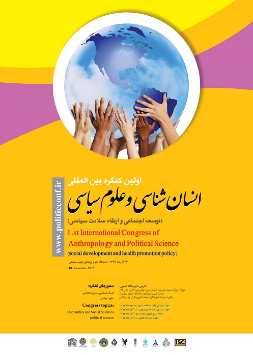 پوستر اولین کنگره بین المللی انسان شناسی و علوم سیاسی با رویکرد توسعه اجتماعی و ارتقاء سلامت سیاسی