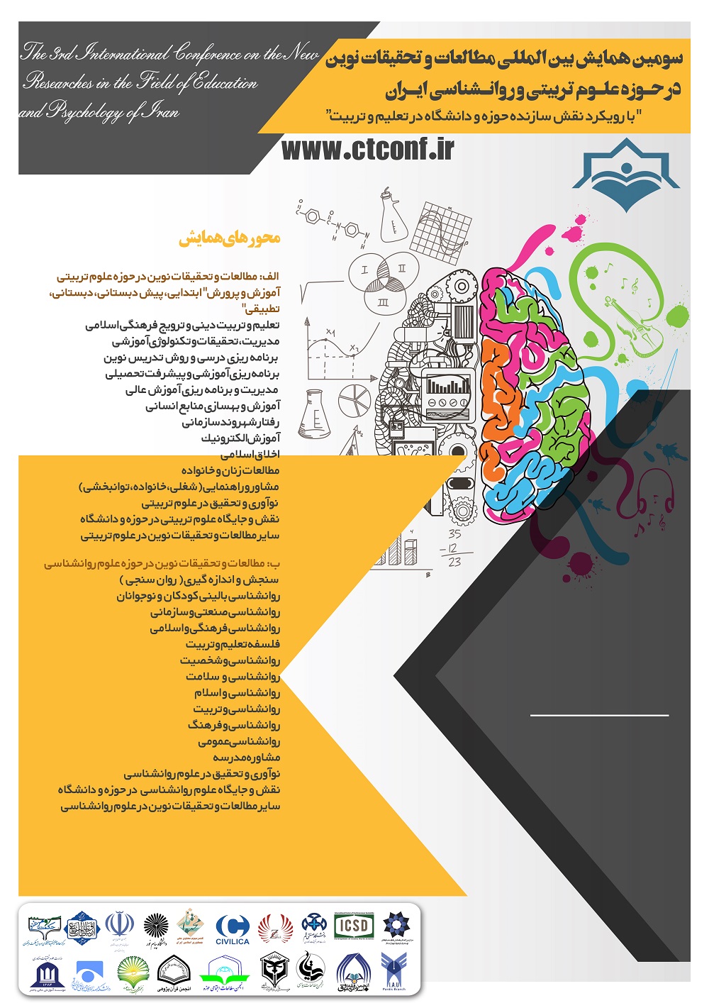 پوستر سومین همایش ملی مطالعات و تحقیقات نوین در حوزه علوم تربیتی و روانشناسی ایران