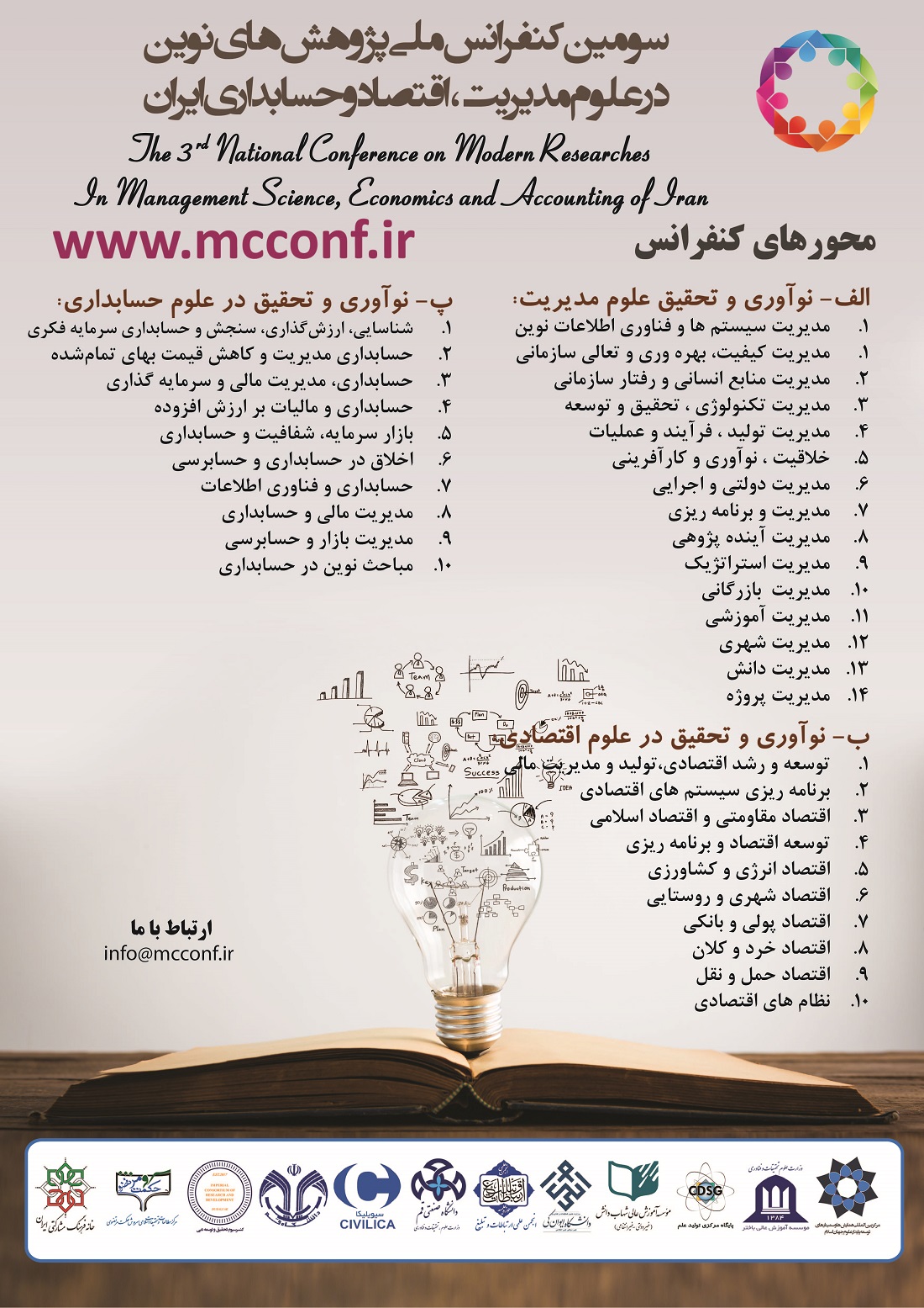 پوستر سومین کنفرانس ملی پژوهش های نوین در علوم مدیریت، اقتصاد و حسابداری ایران
