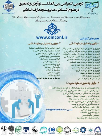 پوستر دومین کنفرانس بین المللی نوآوری و تحقیق درعلوم انسانی، مدیریت و معارف اسلامی