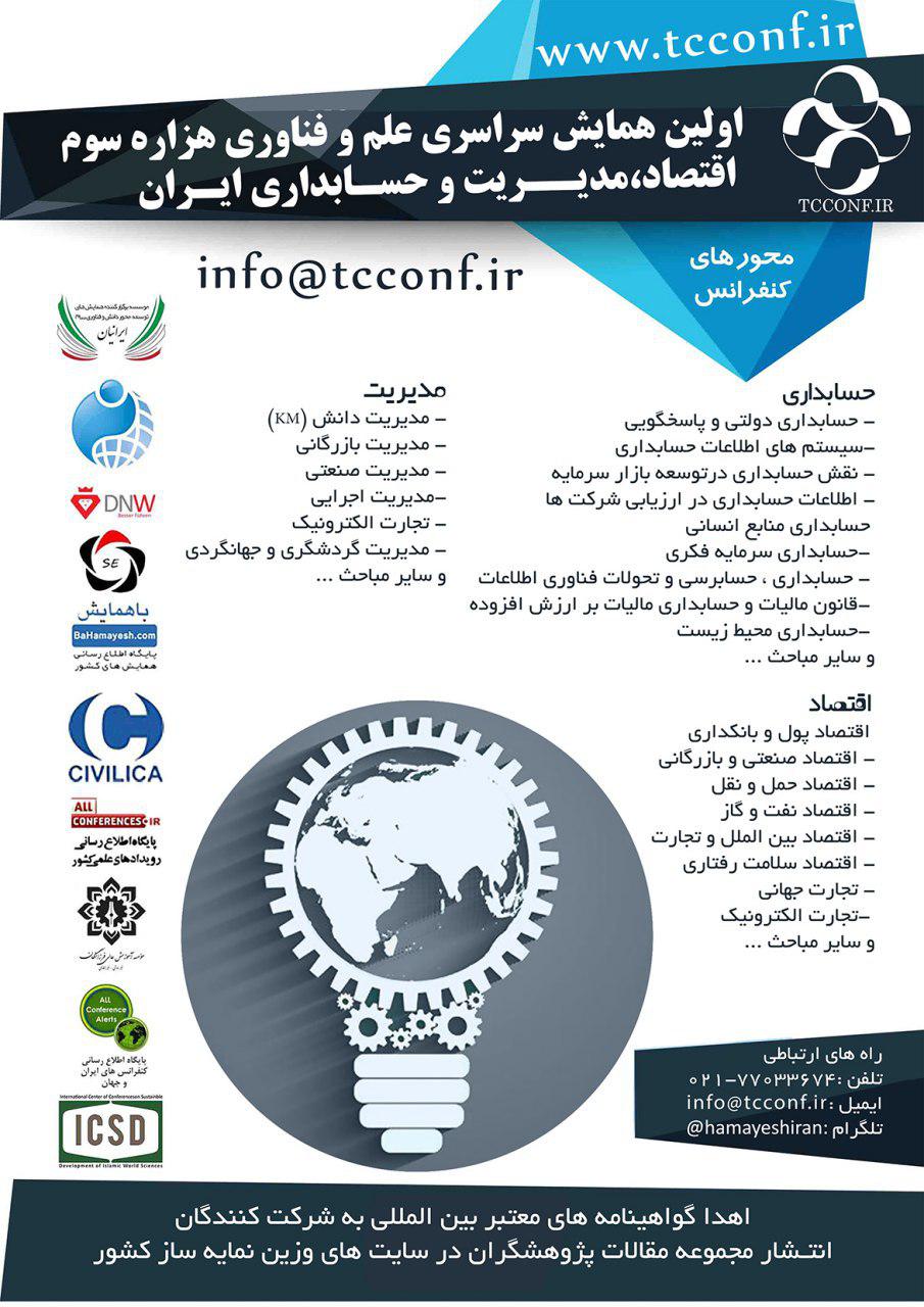 پوستر همایش سراسری علم و فناوری هزاره سوم اقتصاد، مدیریت و حسابداری ایران