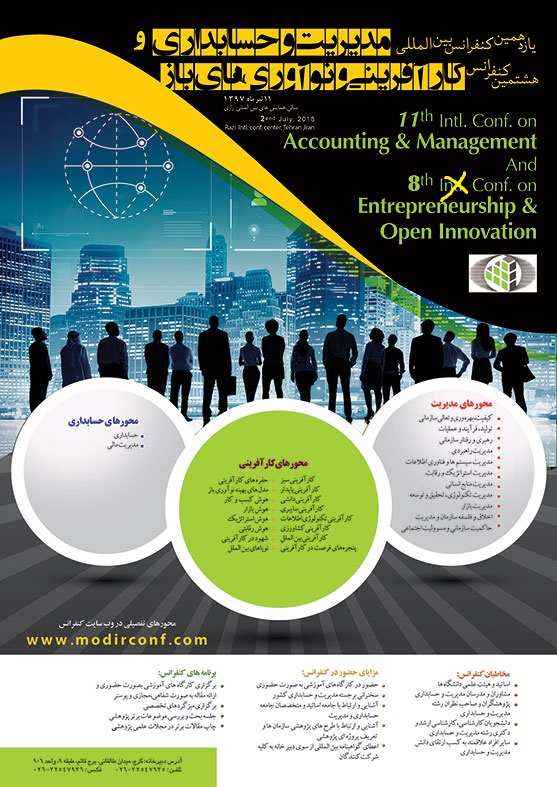 پوستر یازدهمین کنفرانس مدیریت و حسابداری و هشتمین کنفرانس کارآفرینی و نوآوری های باز