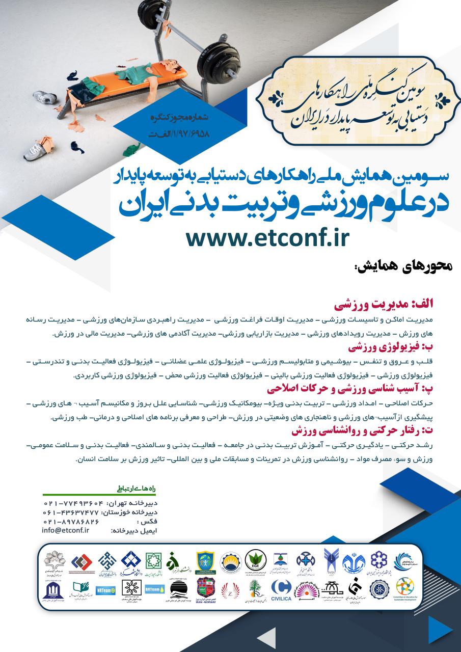 پوستر سومین همایش ملی راهکارهای دستیابی به توسعه پایداردرعلوم ورزشی وتربیت بدنی ایران
