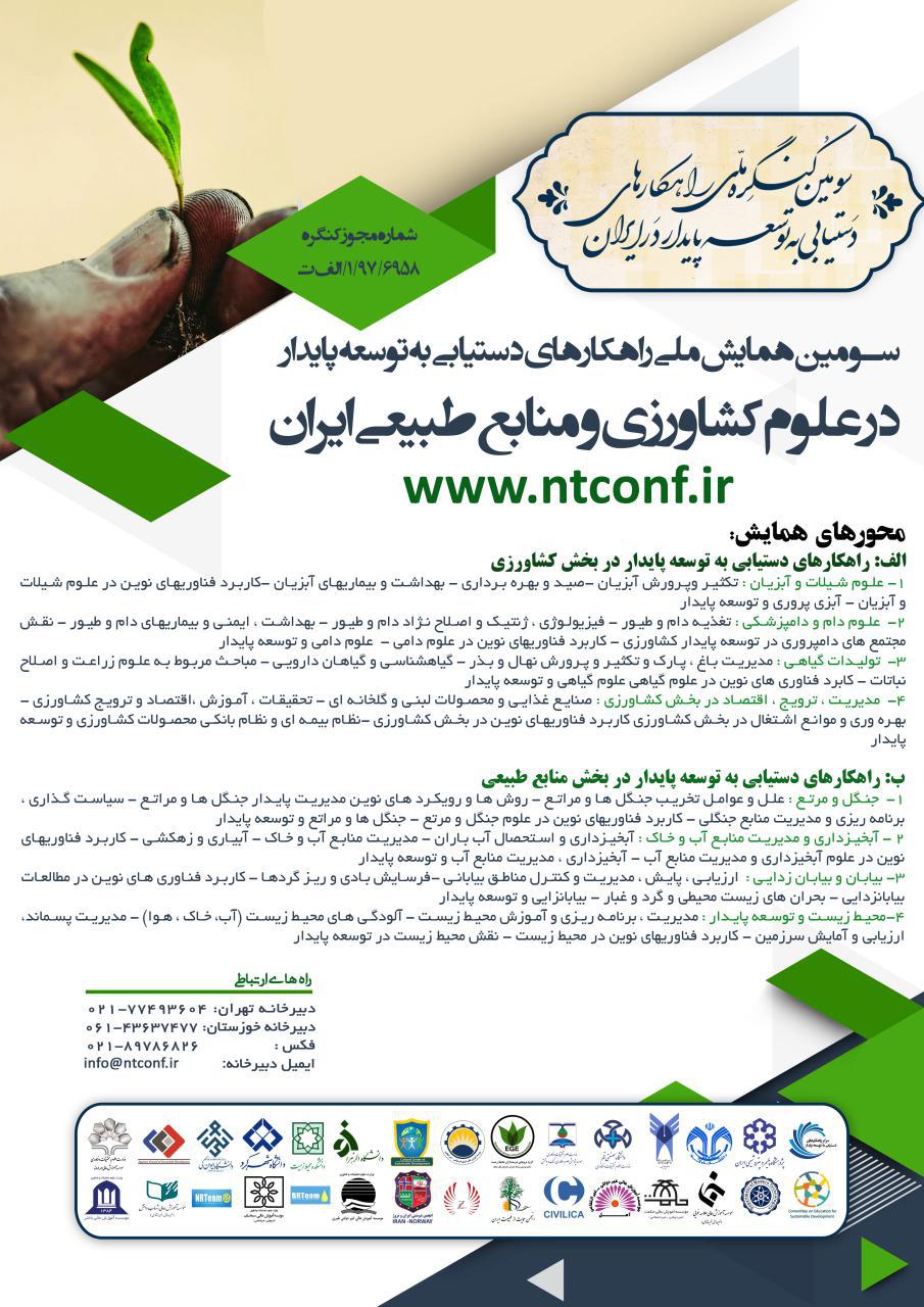پوستر سومین همایش ملی راهکارهای دستیابی به توسعه پایداردرعلوم کشاورزی ومنابع طبیعی  ایران