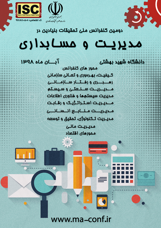 پوستر دومین کنفرانس ملی تحقیقات بنیادین در مدیریت و حسابداری