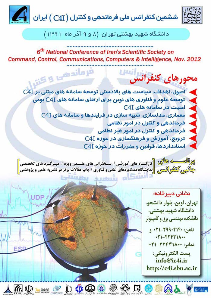 پوستر ششمين كنفرانس ملي انجمن علمي فرماندهي و كنترل (C4I) ايران