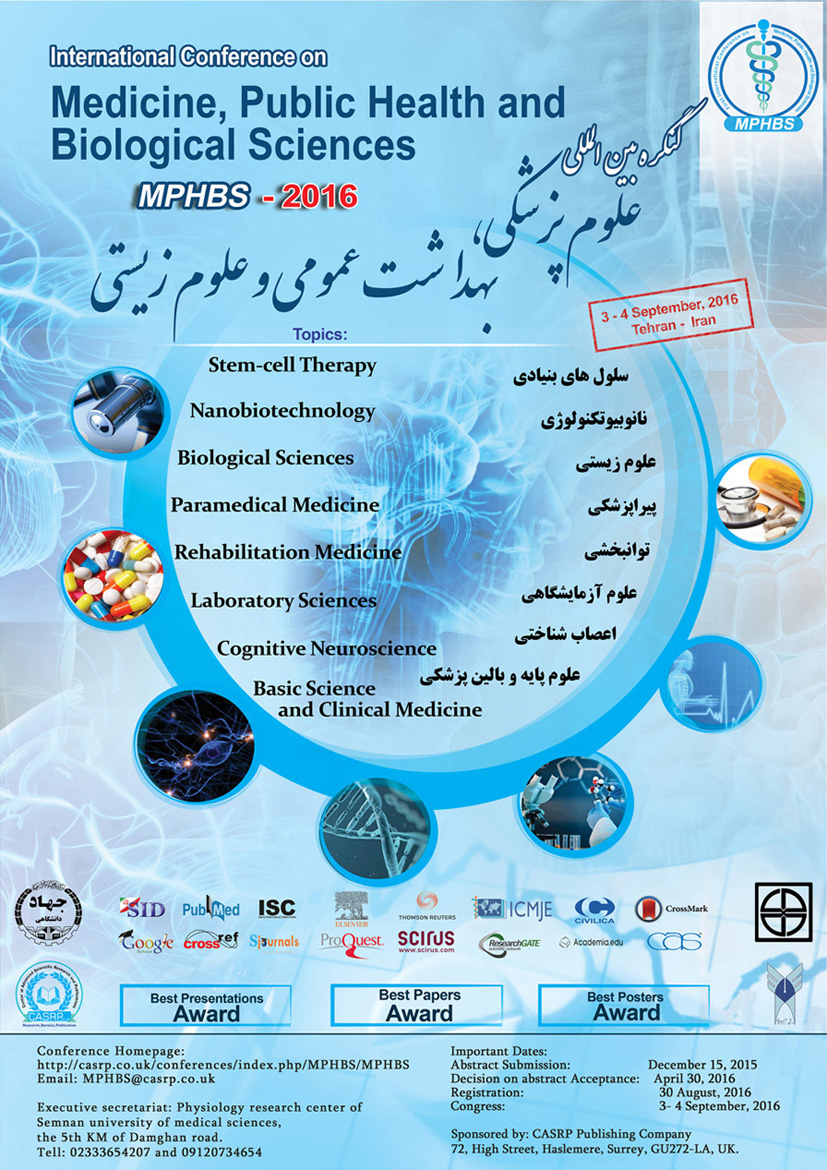 پوستر اولین کنگره بین المللی علوم پزشکی، بهداشت عمومی و علوم زیستی